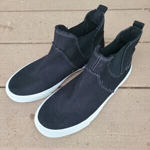 4 Earth by‎ Blowfish Malibu Black Canvas Ankle Pull On Sneakers Shoes Size 8